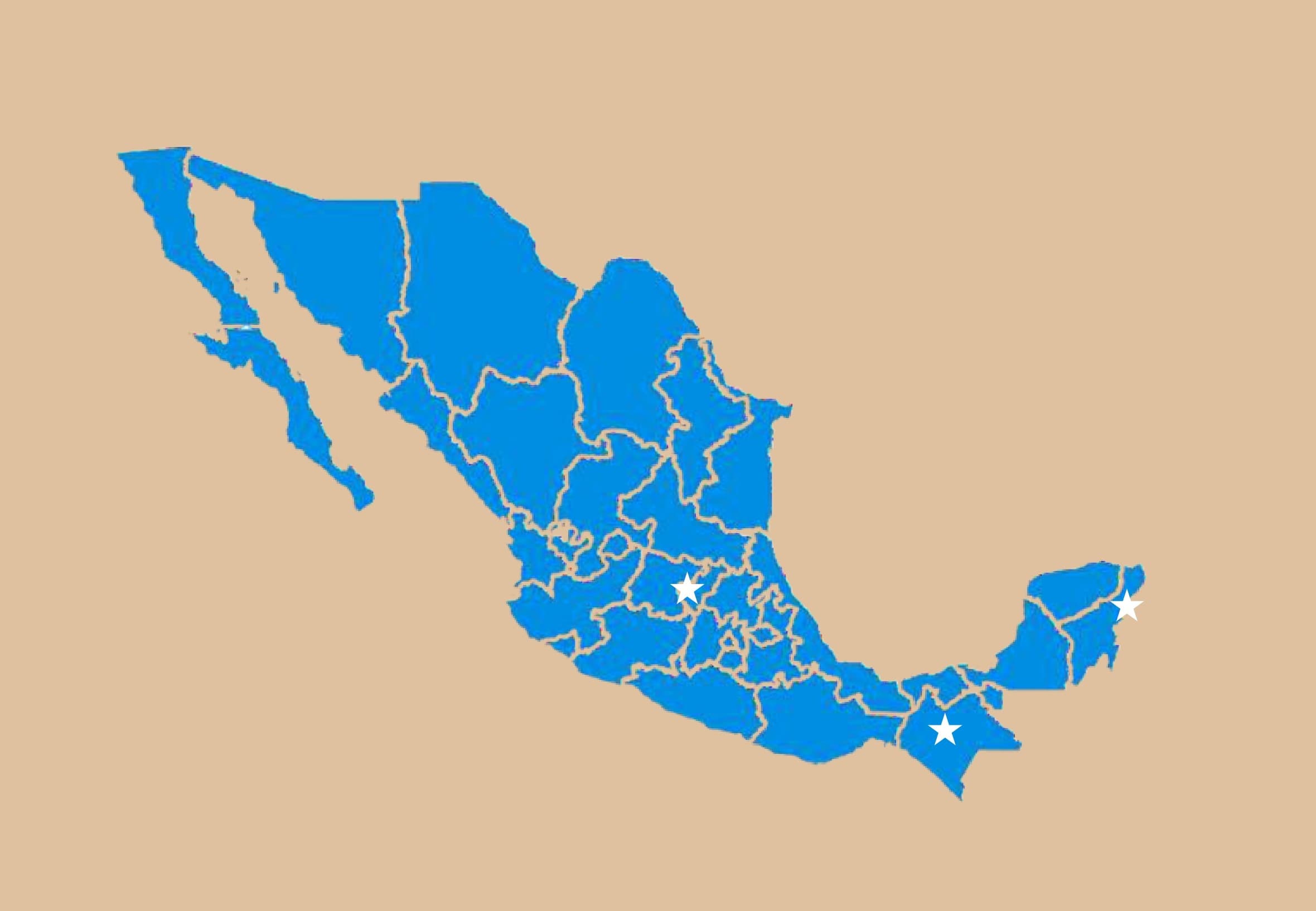 Mapa de México — Tulum, Chiapas y Querétaro